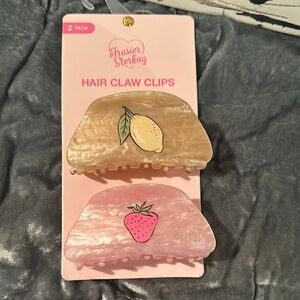 Lemon and strawberry hair claw clips set of 2